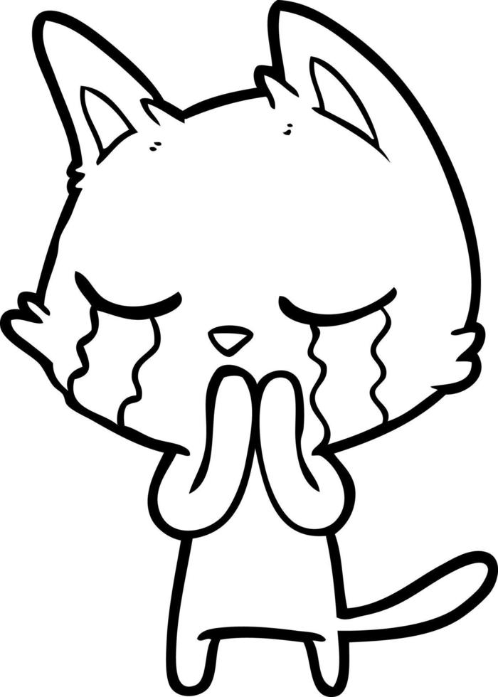 crying cartoon cat vector