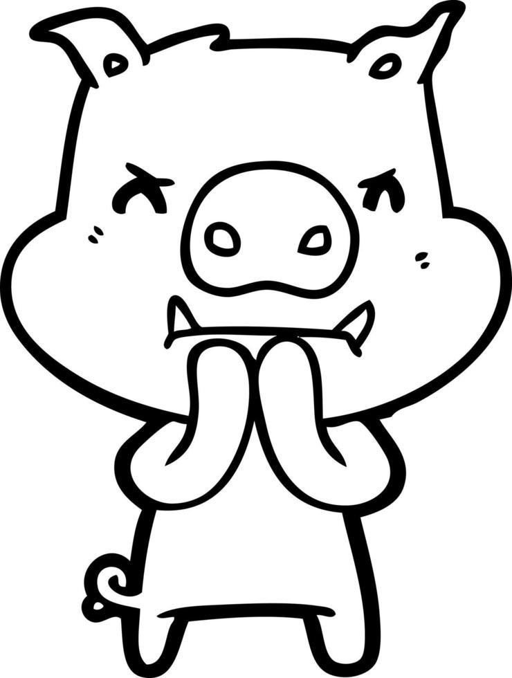 angry cartoon pig vector