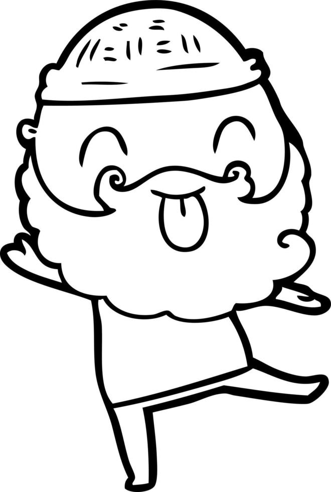 dancing man with beard sticking out tongue vector