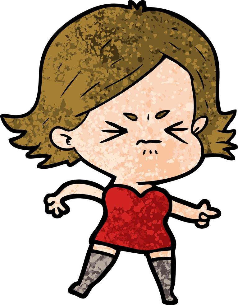 cartoon angry girl vector