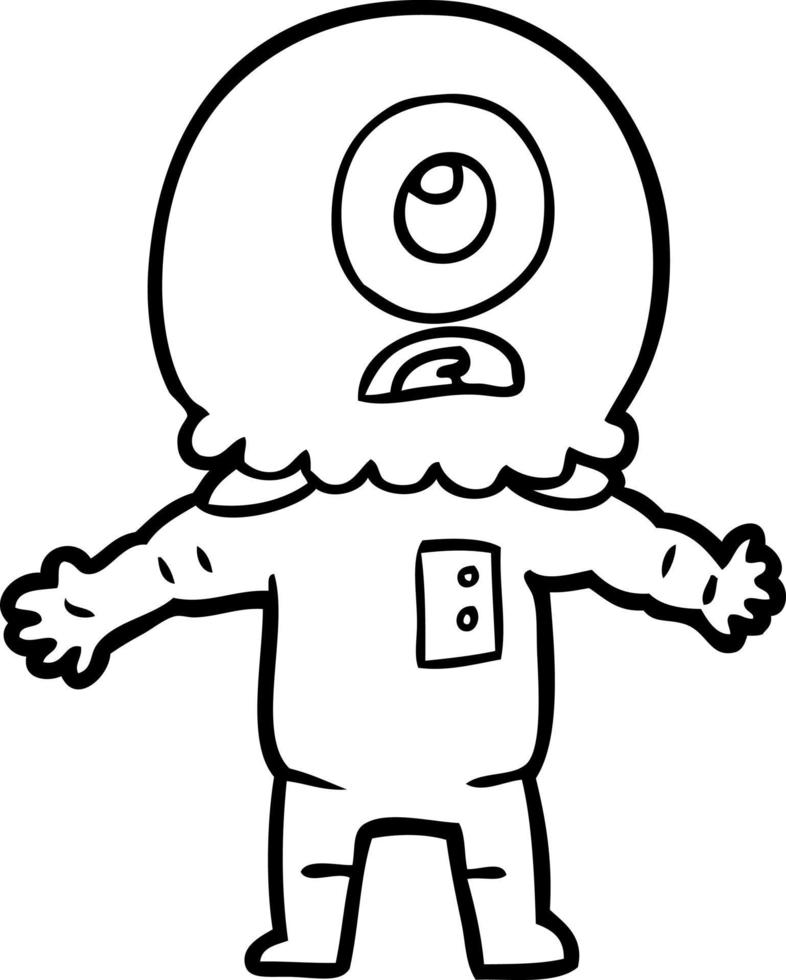 cartoon cyclops alien spaceman vector