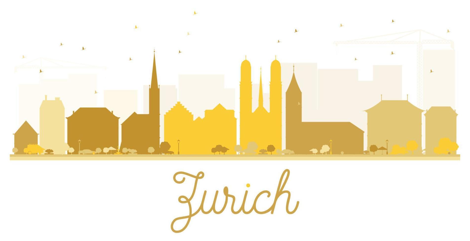 silueta dorada del horizonte de la ciudad de zúrich. vector