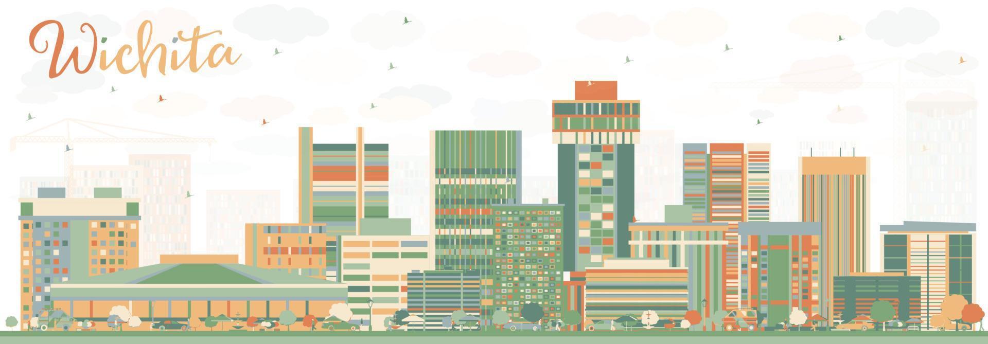 Abstract Wichita Skyline with Color Buildings. vector