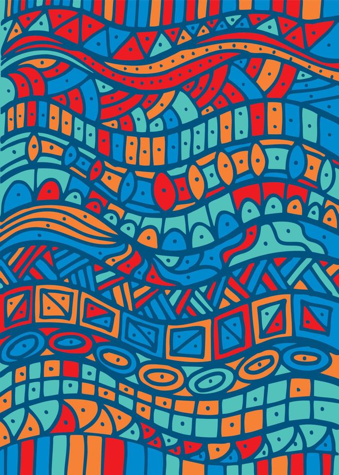 Hand drawn pattern with wave, curl and triangle. vector