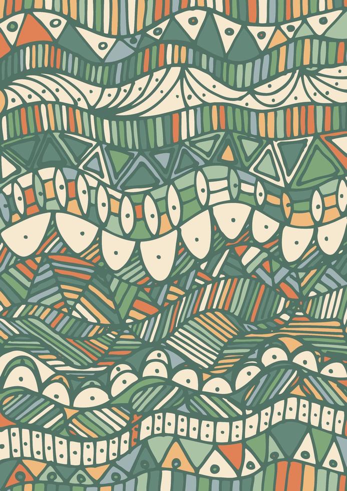 Hand drawn pattern with wave, curl and triangle. vector