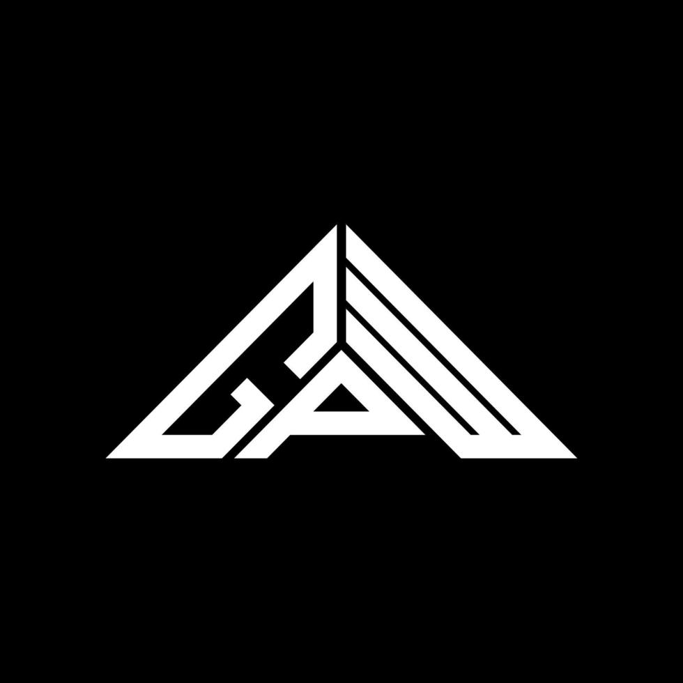 Diseño creativo del logotipo de la letra gpw con gráfico vectorial, logotipo simple y moderno de gpw en forma de triángulo. vector
