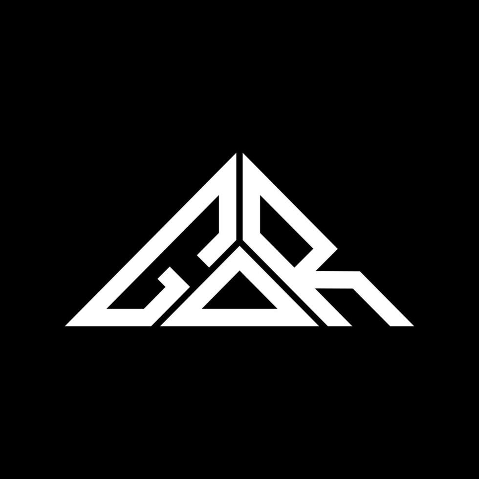 GOR letter logo creative design with vector graphic, GOR simple and modern logo in triangle shape.