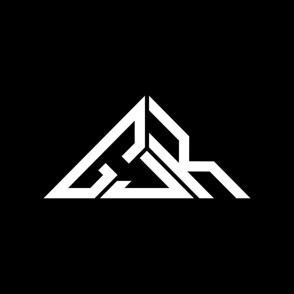 Diseño creativo del logotipo de la letra gjk con gráfico vectorial, logotipo simple y moderno de gjk en forma de triángulo. vector