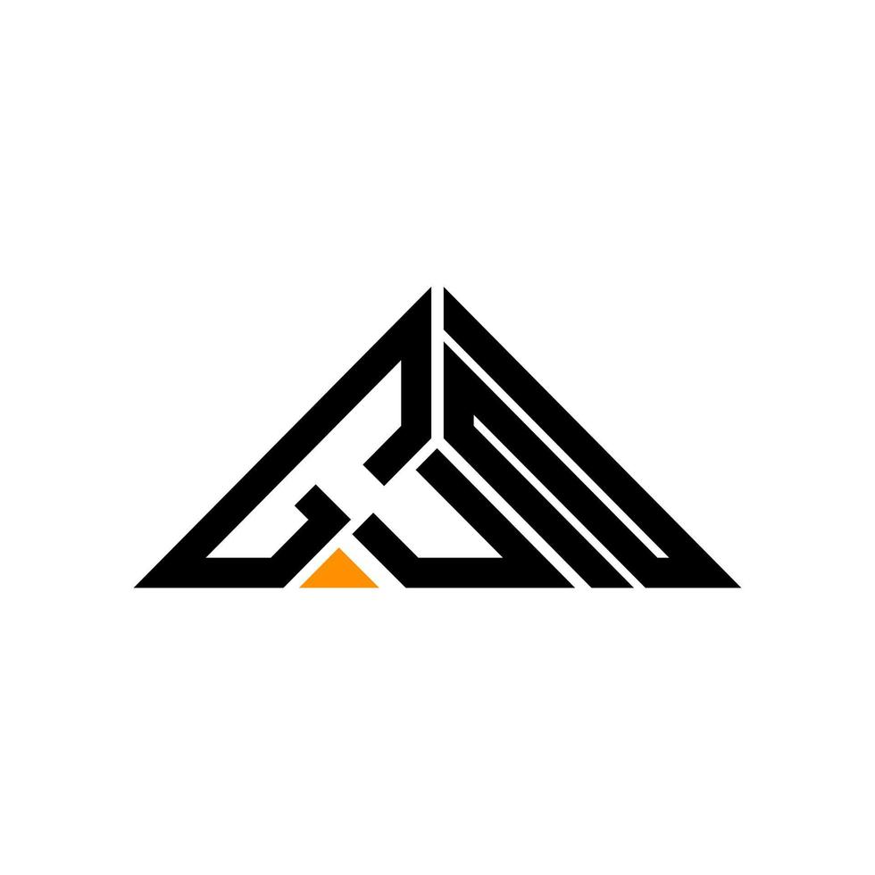 GUN letter logo creative design with vector graphic, GUN simple and modern logo in triangle shape.