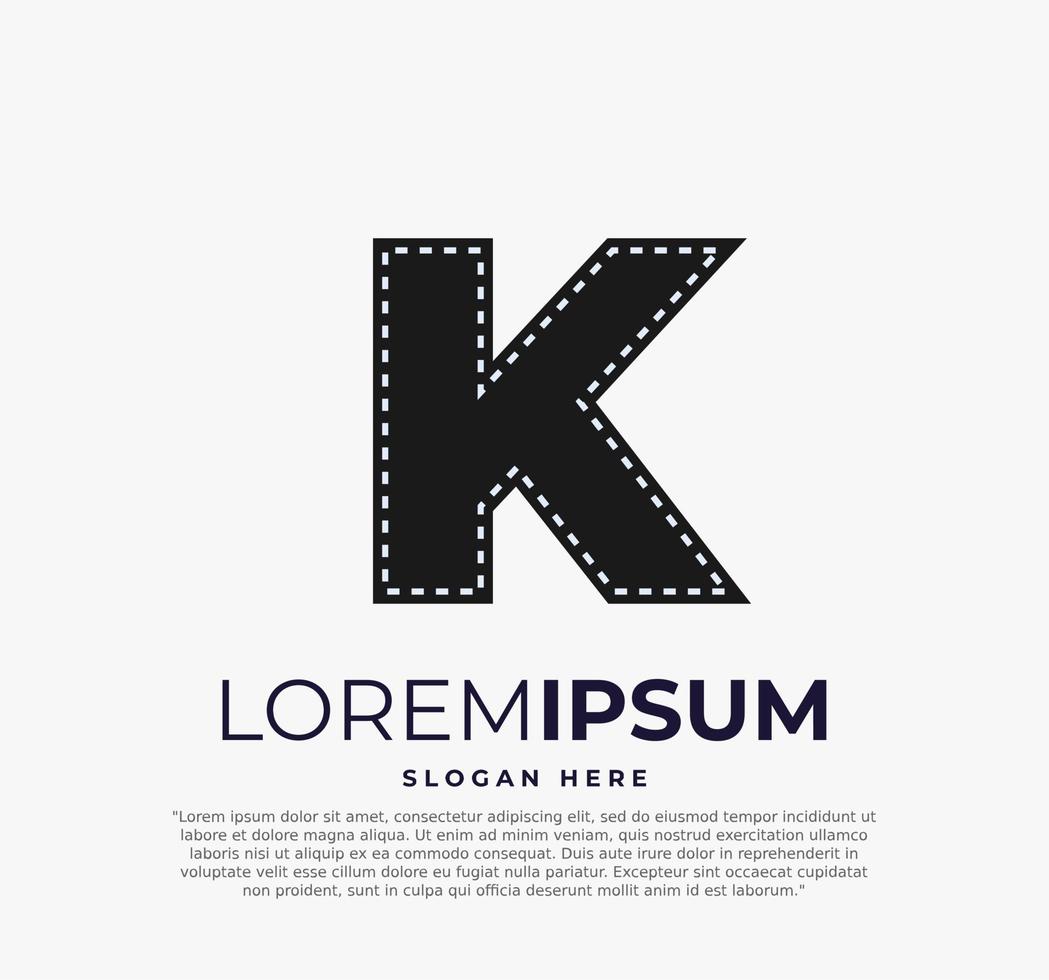logotipo de la letra k para ilustración de vector de película de tira y fondo blanco