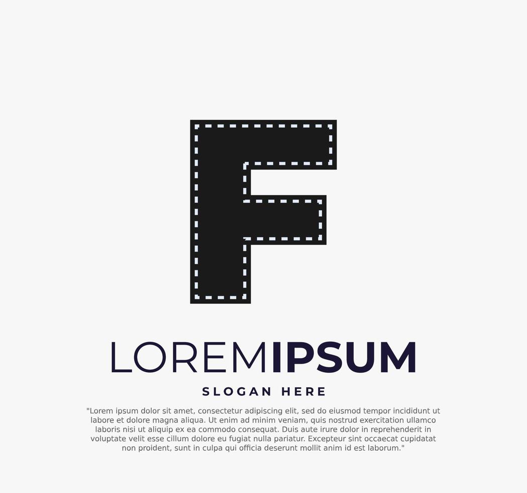 logotipo de la letra f para ilustración de vector de película de tira y fondo blanco