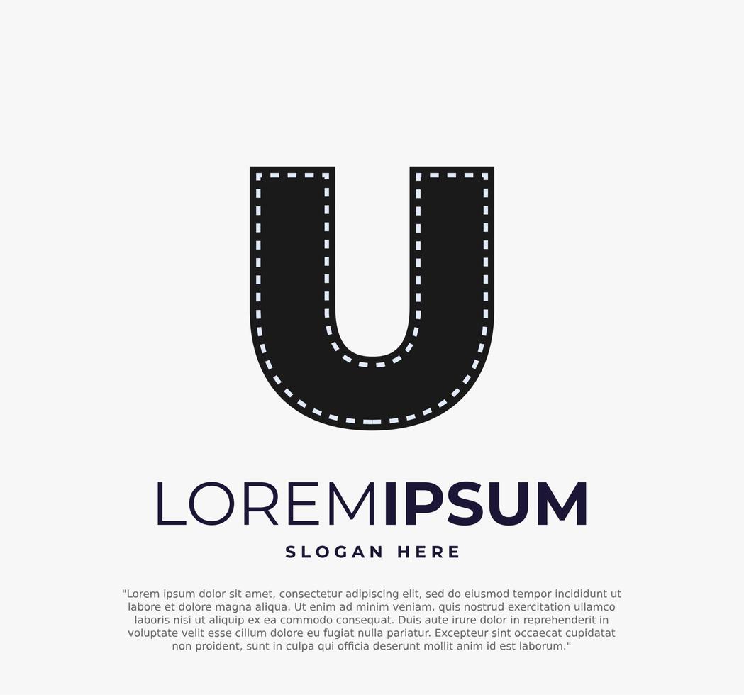 logotipo de la letra u para la ilustración de vector de película de tira y fondo blanco