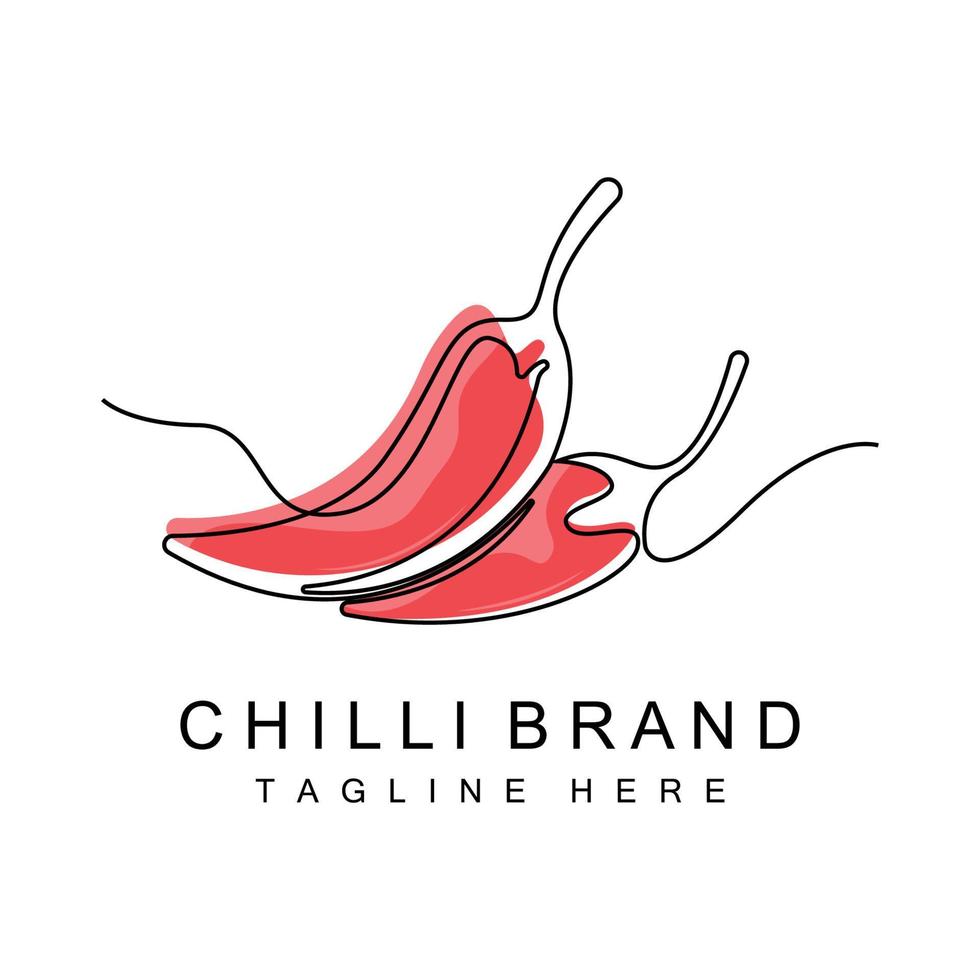 diseño de logotipo de chile picante, ilustración de vegetales rojos, ingredientes de cocina, productos de marca de vector de chile caliente