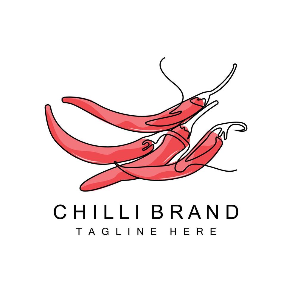 diseño de logotipo de chile picante, ilustración de vegetales rojos, ingredientes de cocina, productos de marca de vector de chile caliente