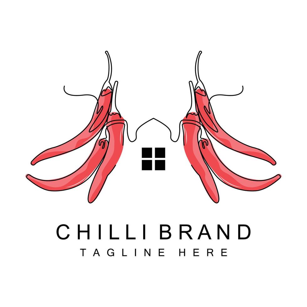 Spicy Chili Logo Design, Red Vegetable Illustration, Kitchen Ingredients, Hot Chili Vector Brand Products