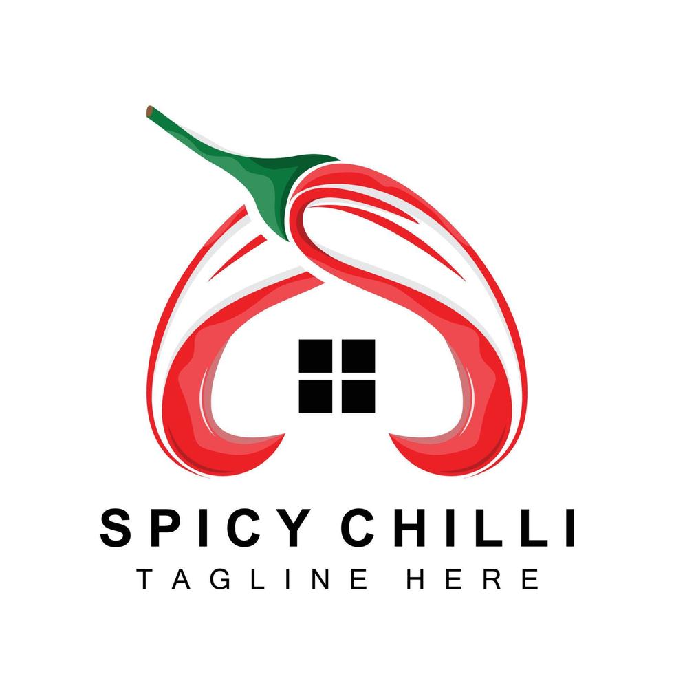 diseño de logotipo de chile picante, ilustración de vegetales rojos, ingredientes de cocina, productos de marca de vector de chile caliente