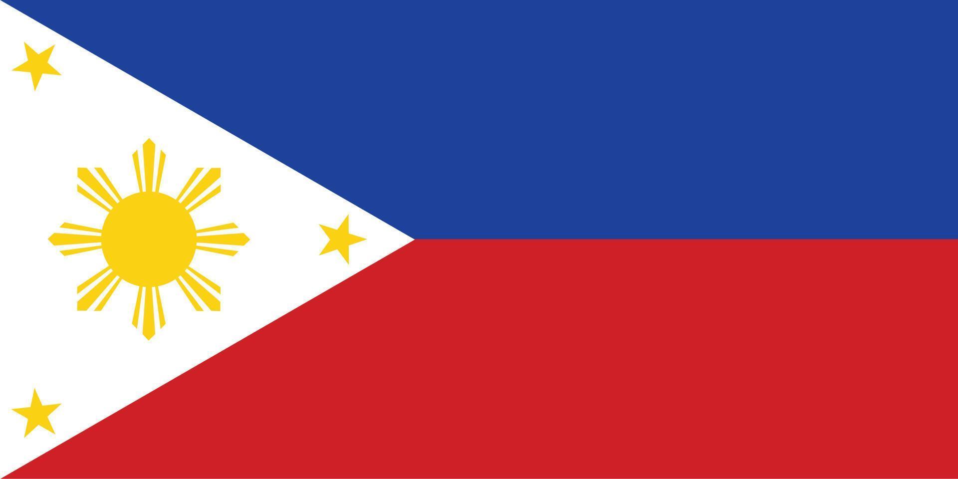 la bandera nacional de la ilustración vectorial de filipinas. bandera de la república de filipinas con color oficial y proporción precisa. alférez civil y estatal vector