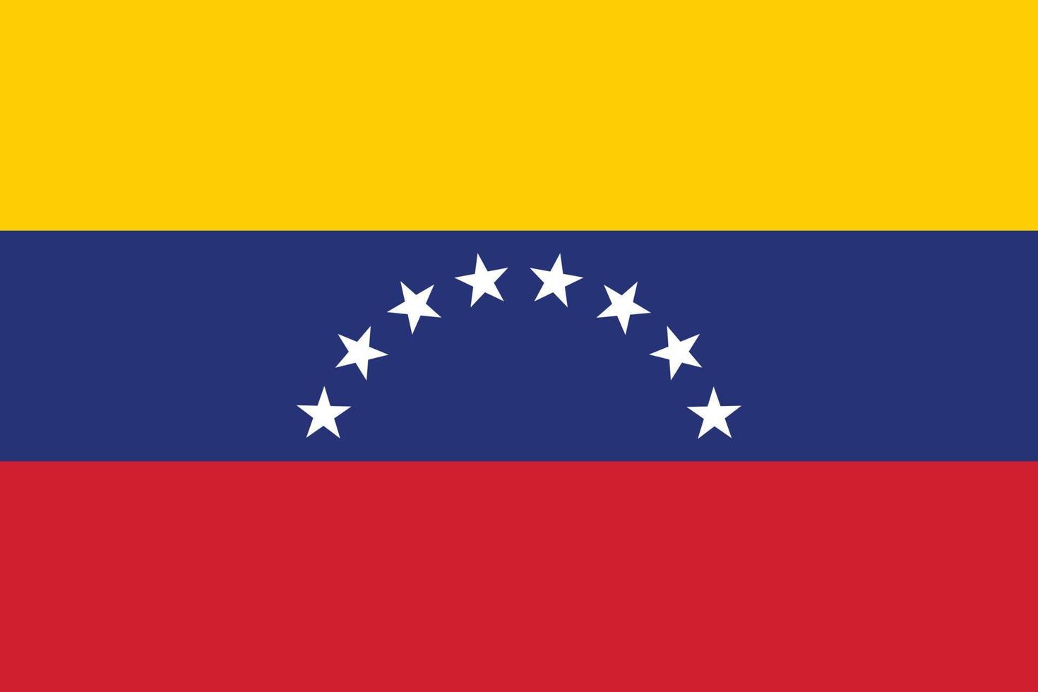 la bandera nacional de la ilustración vectorial de venezuela. bandera de la república bolivariana de venezuela con color oficial y proporción precisa. alférez civil y estatal vector