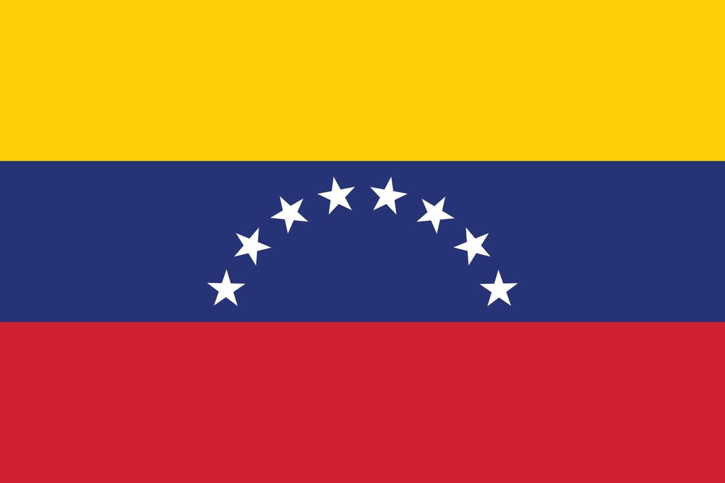The national flag of Venezuela vector illustration. Flag of the Bolivarian Republic of Venezuela with official color and accurate proportion. Civil and state ensign