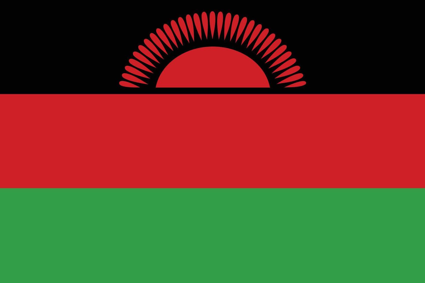 The national flag of Malawi  vector illustration. Flag of the Republic of Malawi with official color and accurate proportion. Civil and state ensign