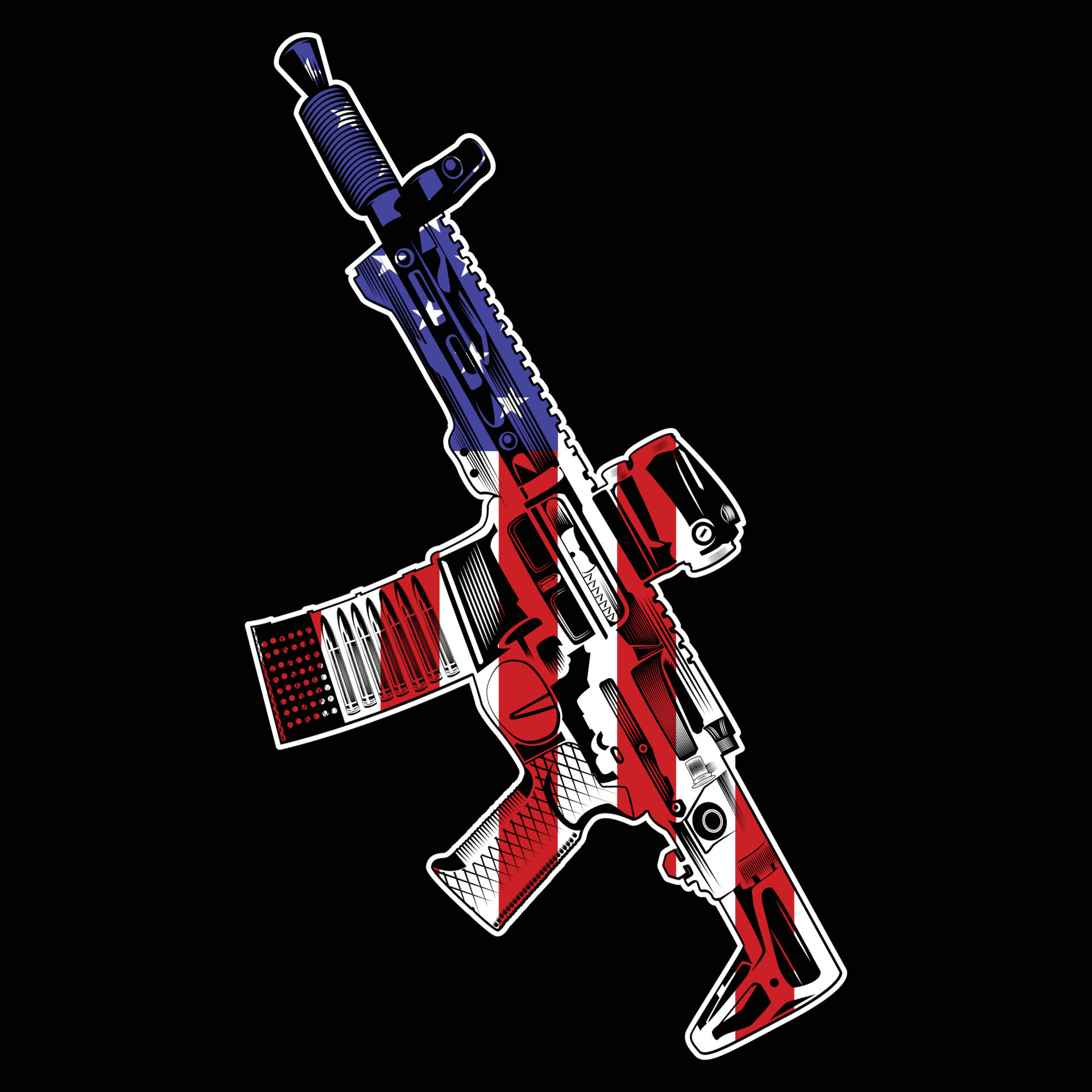 Ak47 and American flag 12387446 Vector Art at Vecteezy