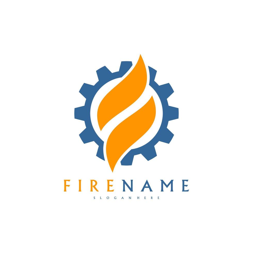 vector de diseños de logotipos de engranajes de incendios, plantilla de logotipos de la industria de incendios