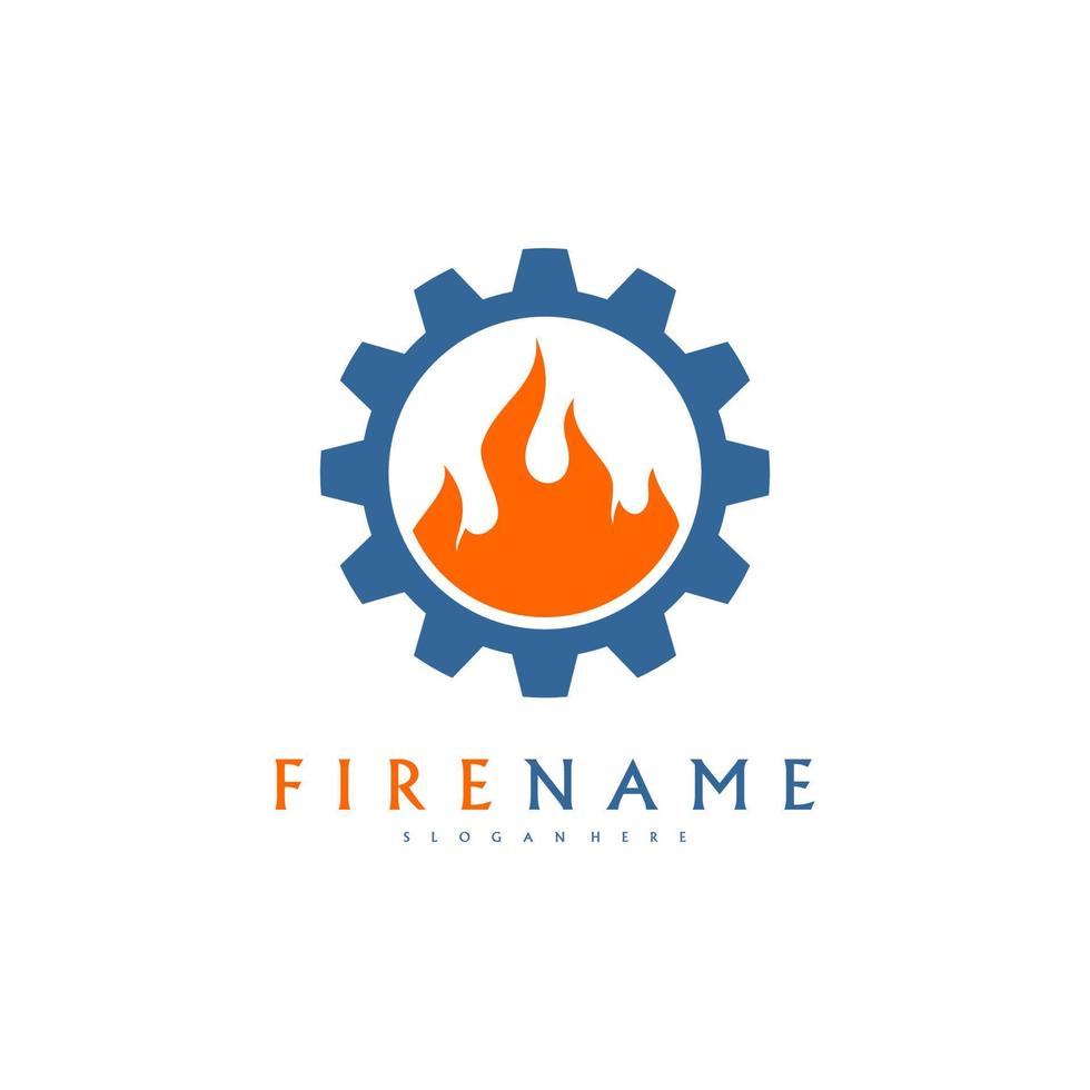 vector de diseños de logotipos de engranajes de incendios, plantilla de logotipos de la industria de incendios