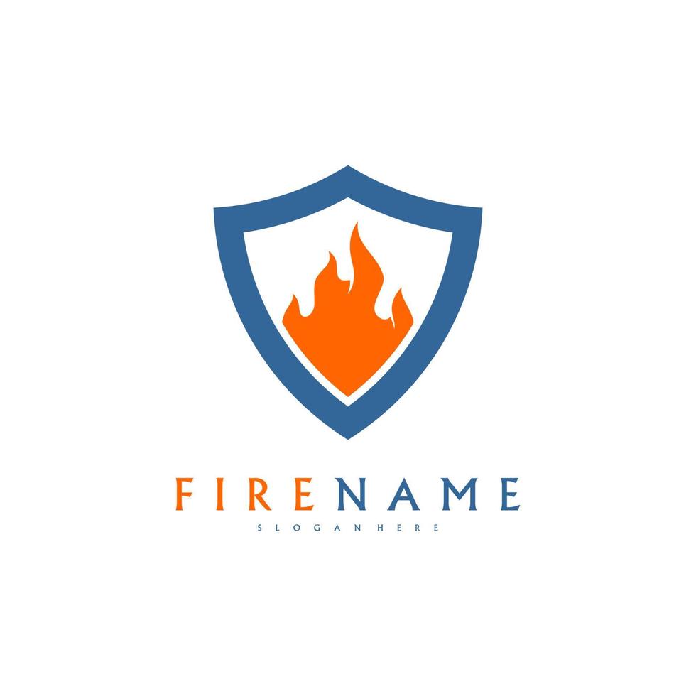Fire shield logo design element. Fire warning sign shield. Fire vector illustration