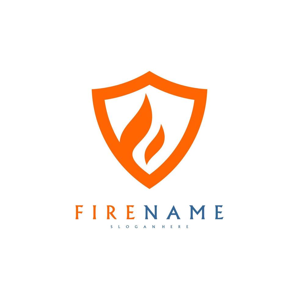 Fire shield logo design element. Fire warning sign shield. Fire vector illustration