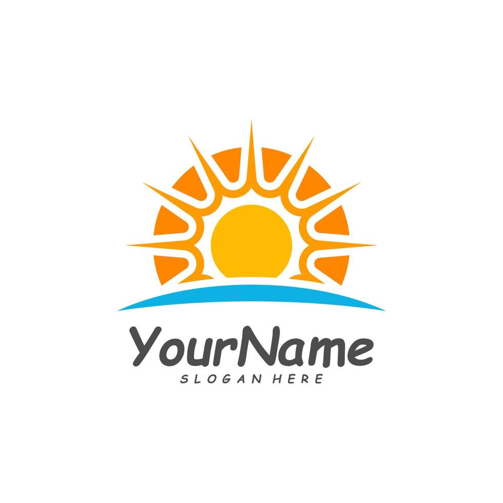 Sun logo design template, Creative Sun logo vector, Simple icon symbol vector