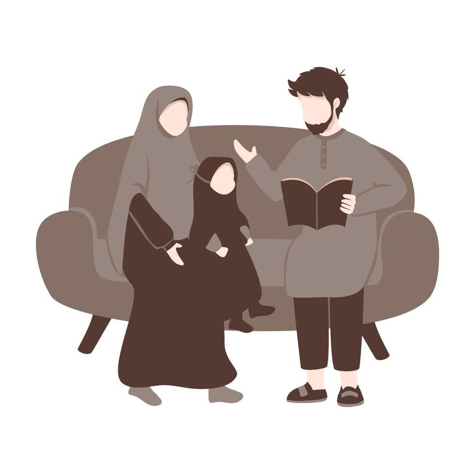 Muslim family illustration vector