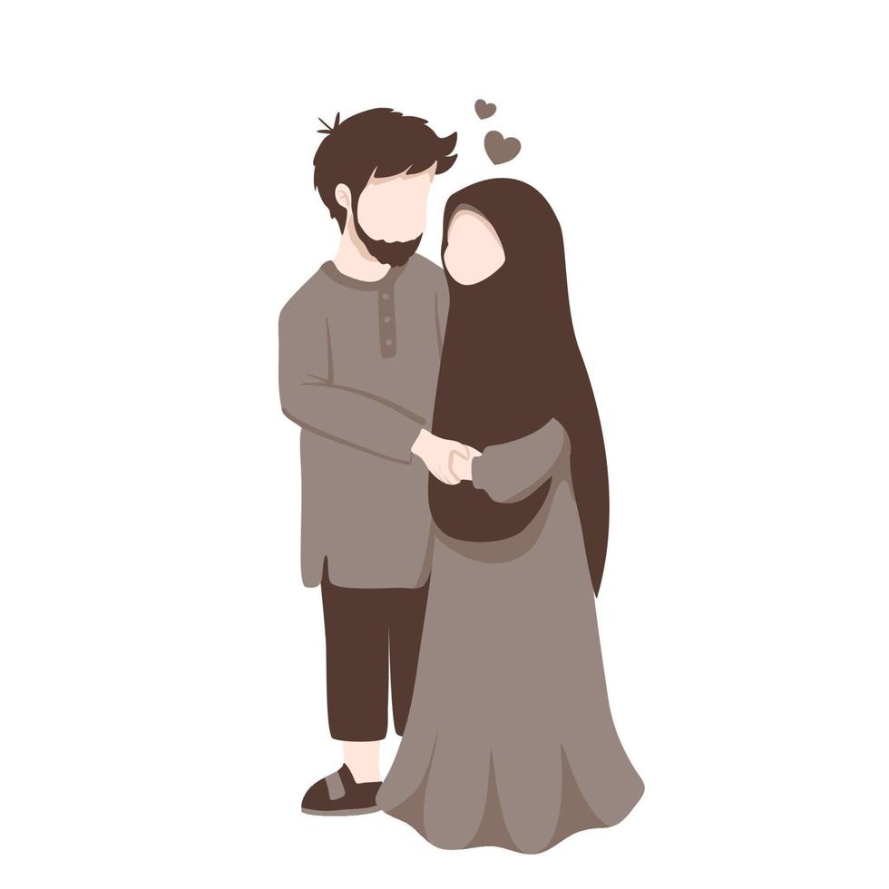 Romantic muslim couple illustration vector