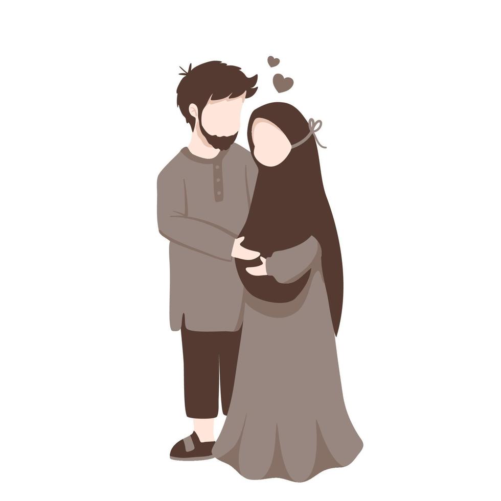 Romantic muslim couple illustration vector