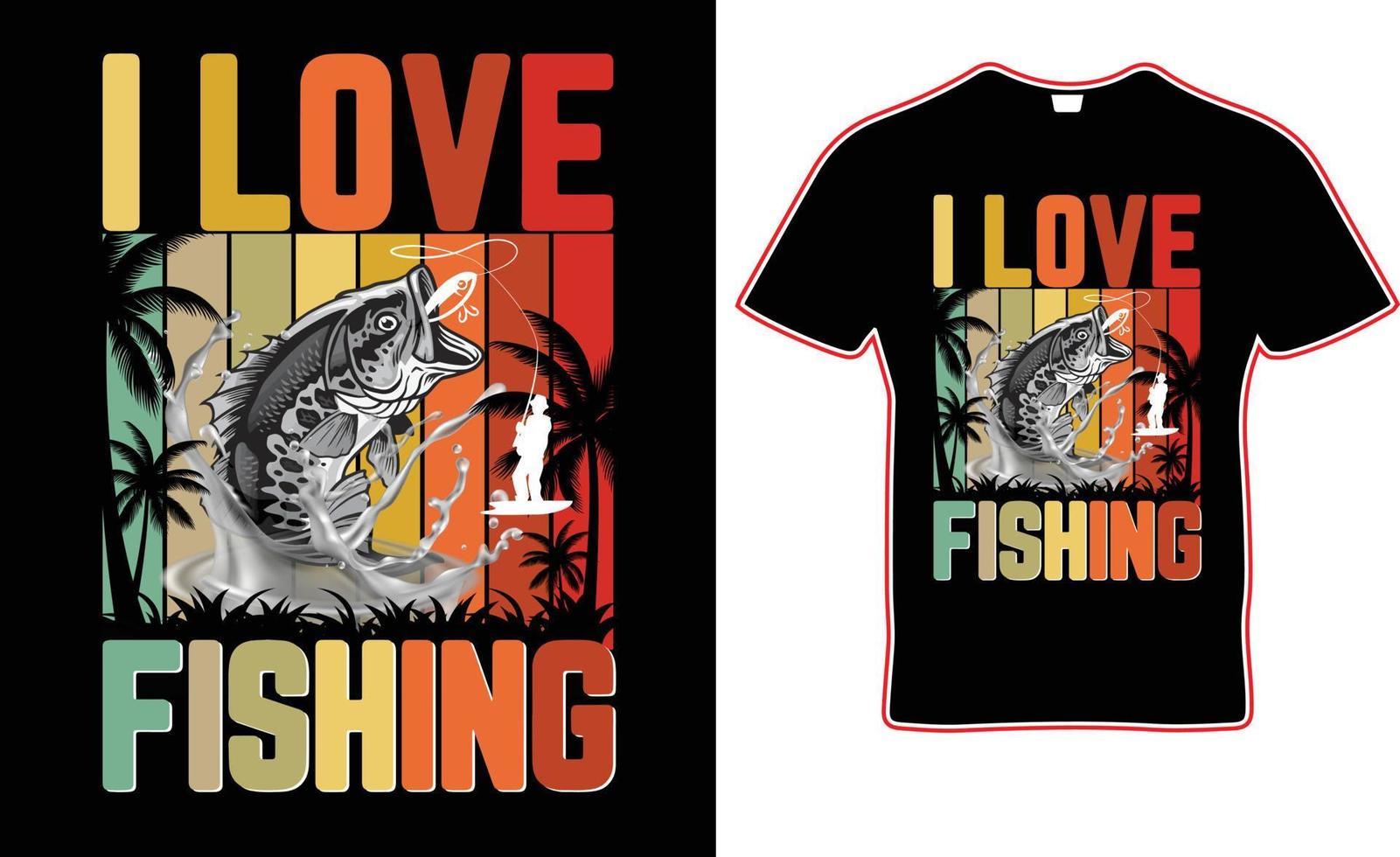 diseño de camisetas de pesca. diseño de camisetas vectoriales. vector