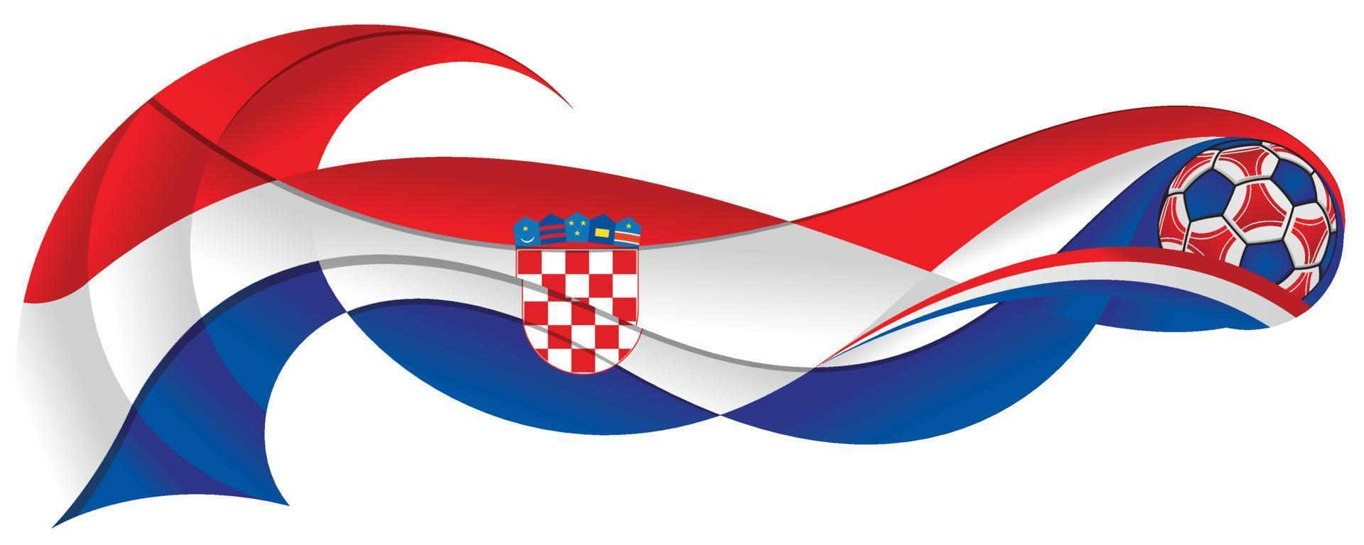 Red, white and blue soccer ball leaving a wavy trail with the colors of the Croatian flag on a white background vector