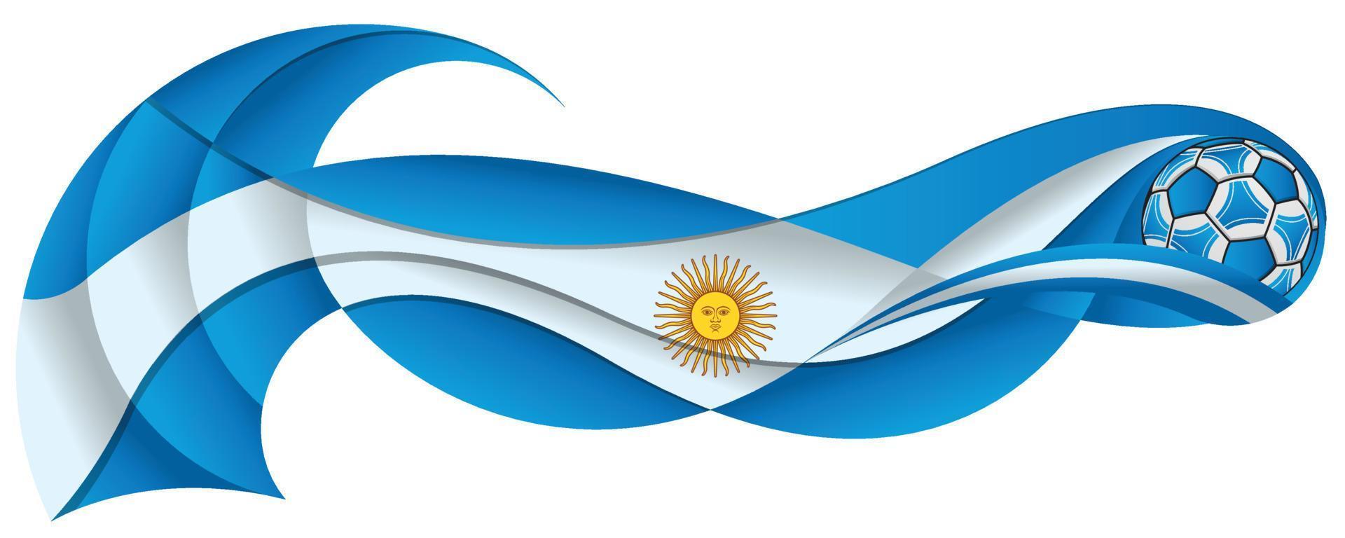 balón de fútbol azul claro y blanco dejando un rastro ondulado con los colores de la bandera argentina vector