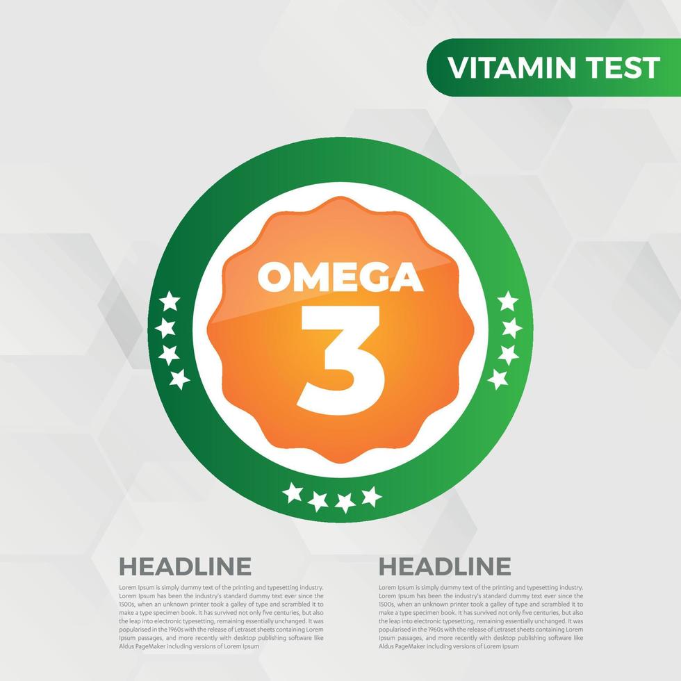 Omega3 Vitamin icon Vector illustration oil fish omega