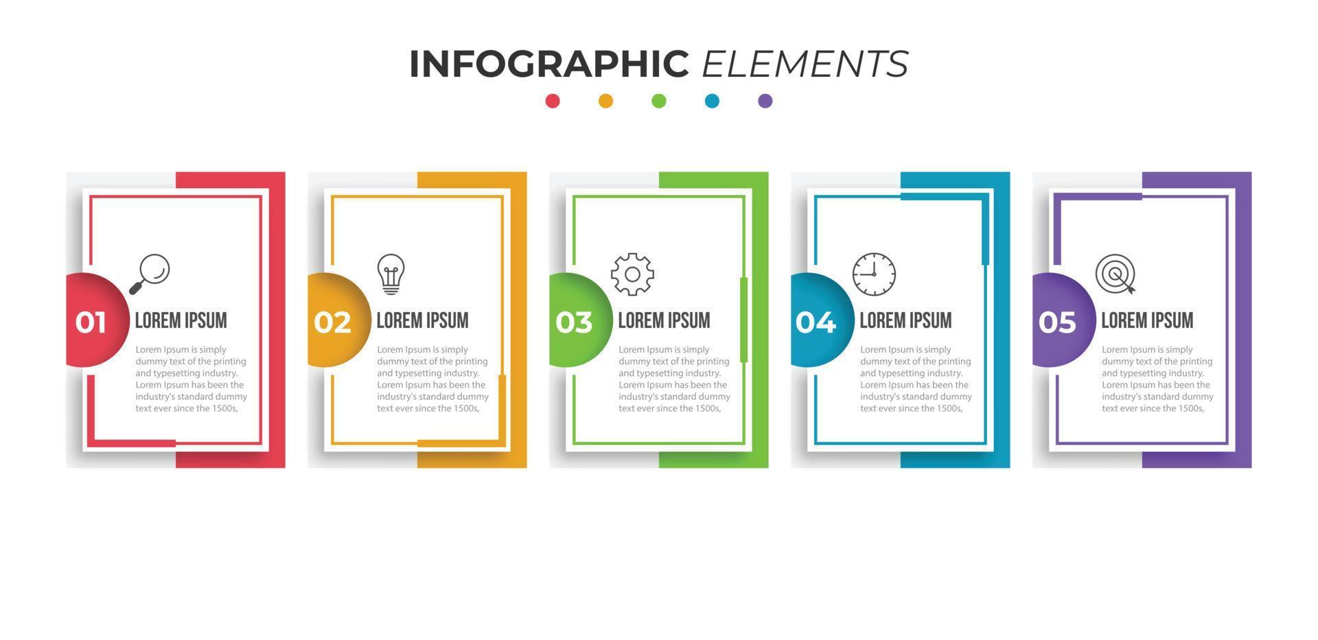 Five steps modern business infographic template design vector