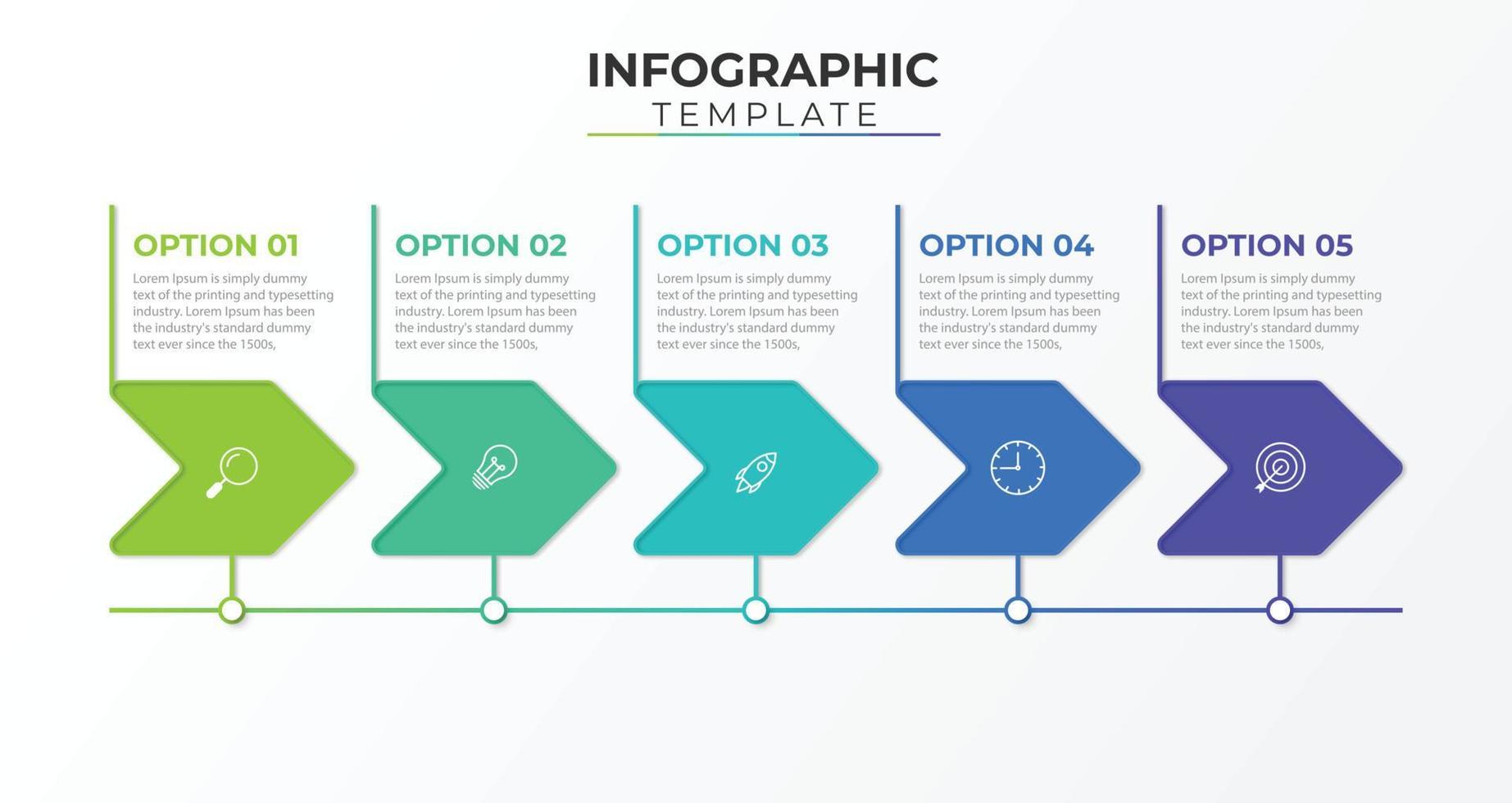 Five steps modern business infographic template design vector