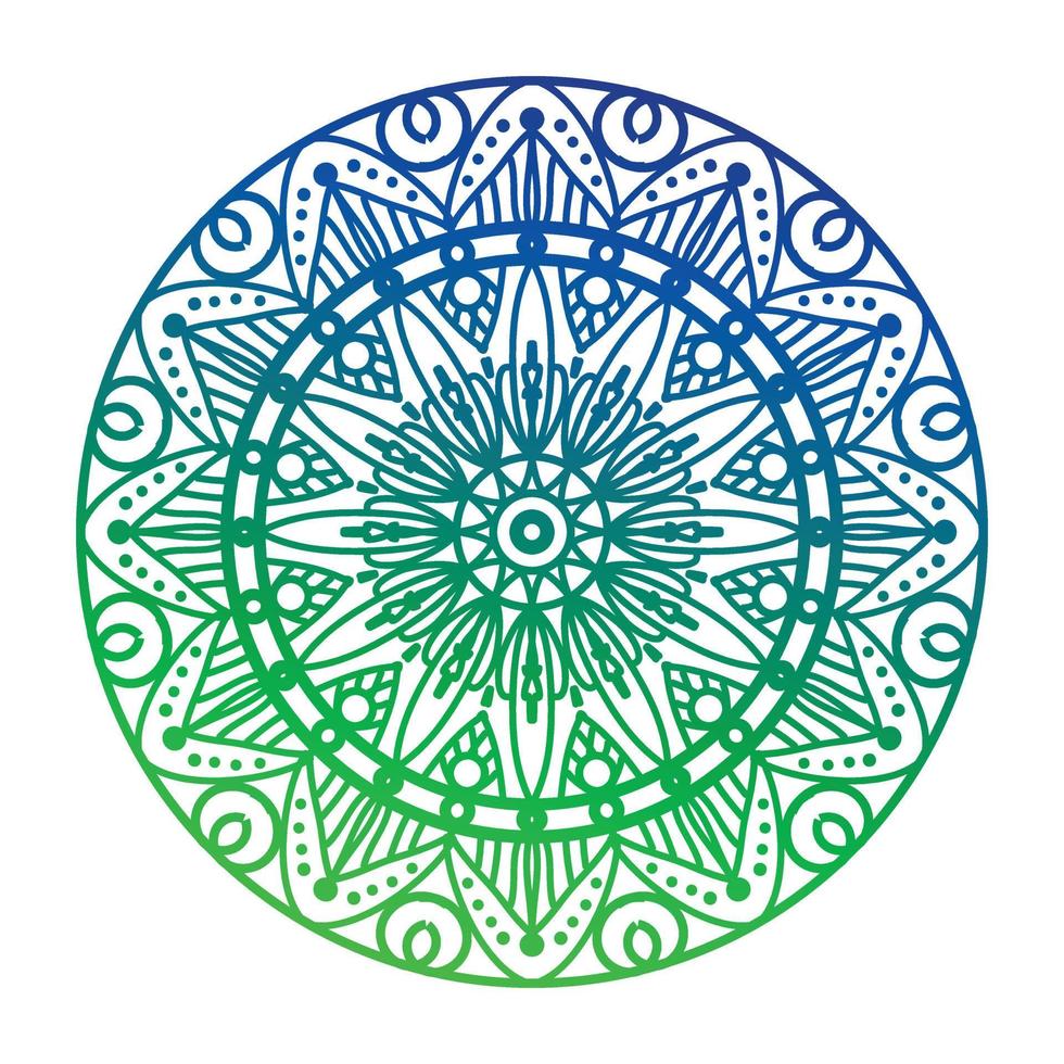 mandala de color degradado, fondo de diseño de mandala, diseño de mandala, diseño de papel tapiz de arte de libro de colores de patrón de mandala, patrón de mosaico, tarjeta de felicitación vector