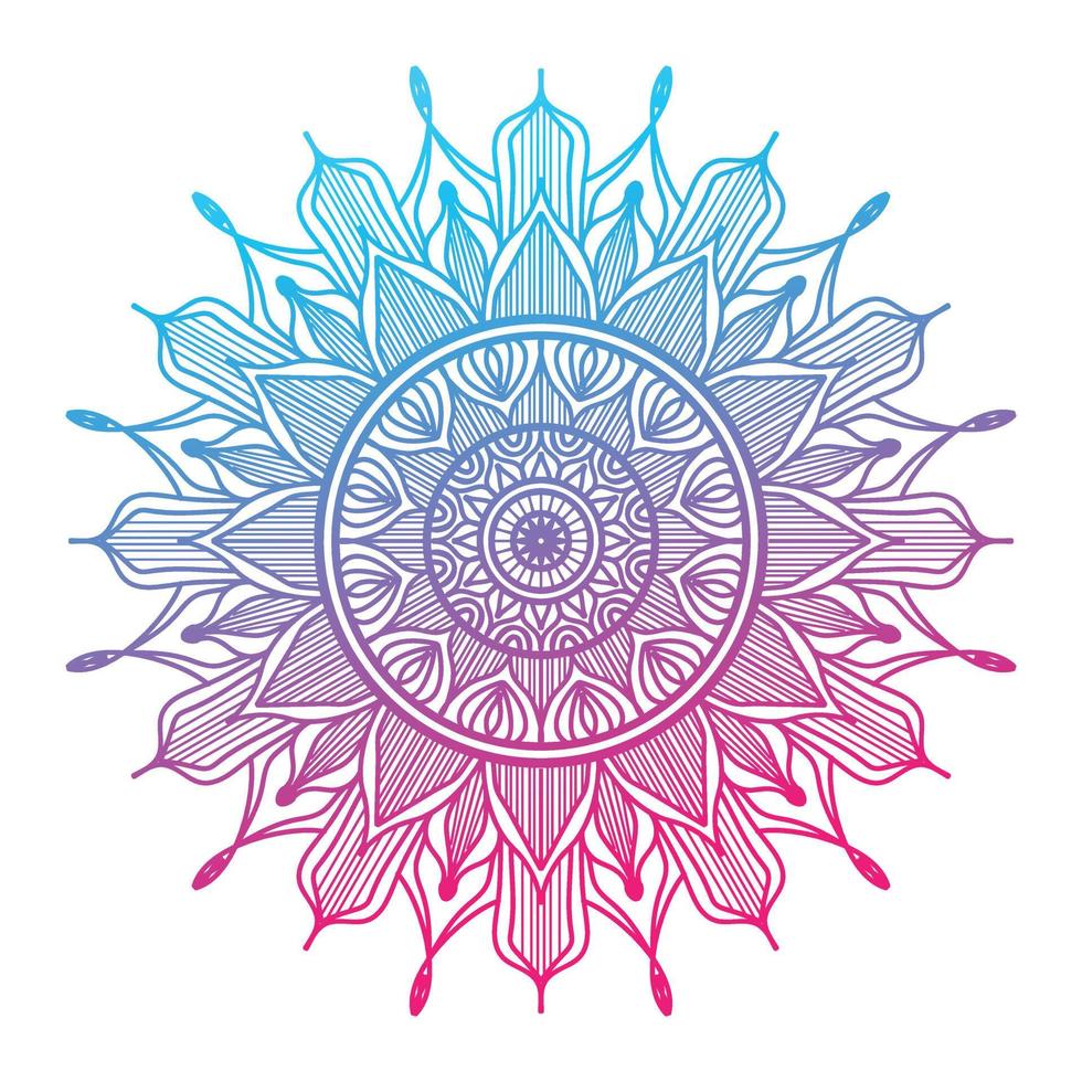 mandala de color degradado, fondo de diseño de mandala, diseño de mandala, diseño de papel tapiz de arte de libro de colores de patrón de mandala, patrón de mosaico, tarjeta de felicitación vector