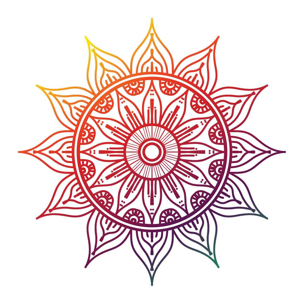 mandala de color degradado, fondo de diseño de mandala, diseño de mandala, diseño de papel tapiz de arte de libro de colores de patrón de mandala, patrón de mosaico, tarjeta de felicitación vector