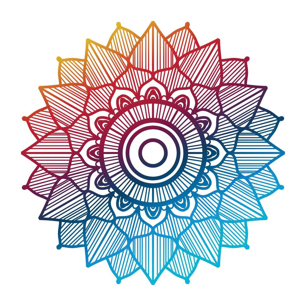 mandala de color degradado, fondo de diseño de mandala, diseño de mandala, diseño de papel tapiz de arte de libro de colores de patrón de mandala, patrón de mosaico, tarjeta de felicitación vector