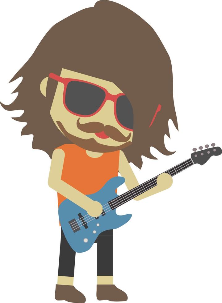 bajista de rock, ilustración plana vector