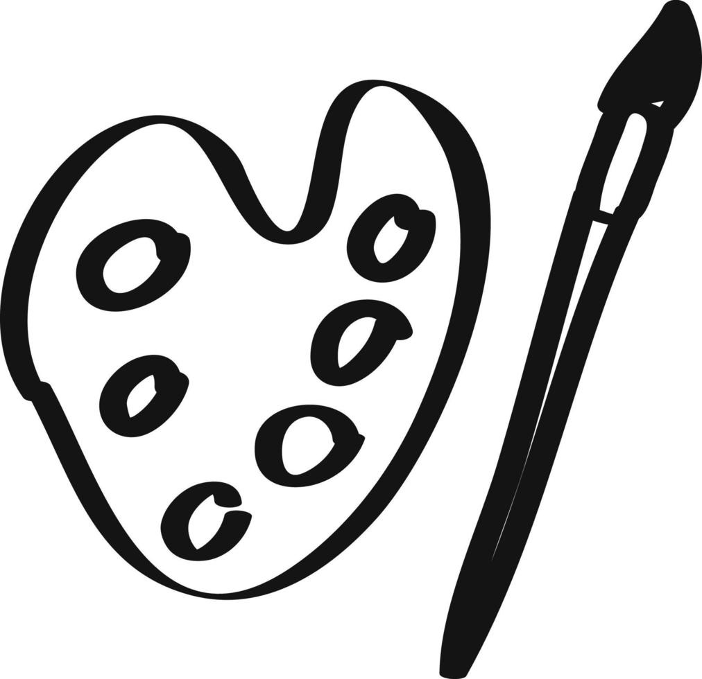 Pallete and brush drawing icon, outline illustration vector