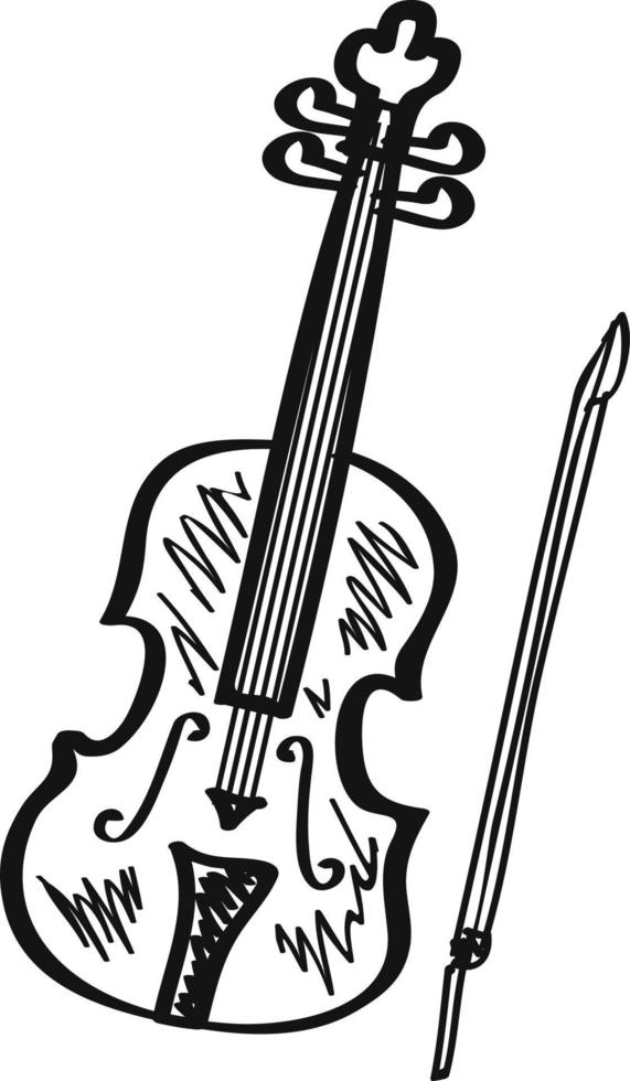 icono de dibujo de violín, ilustración de esquema vector