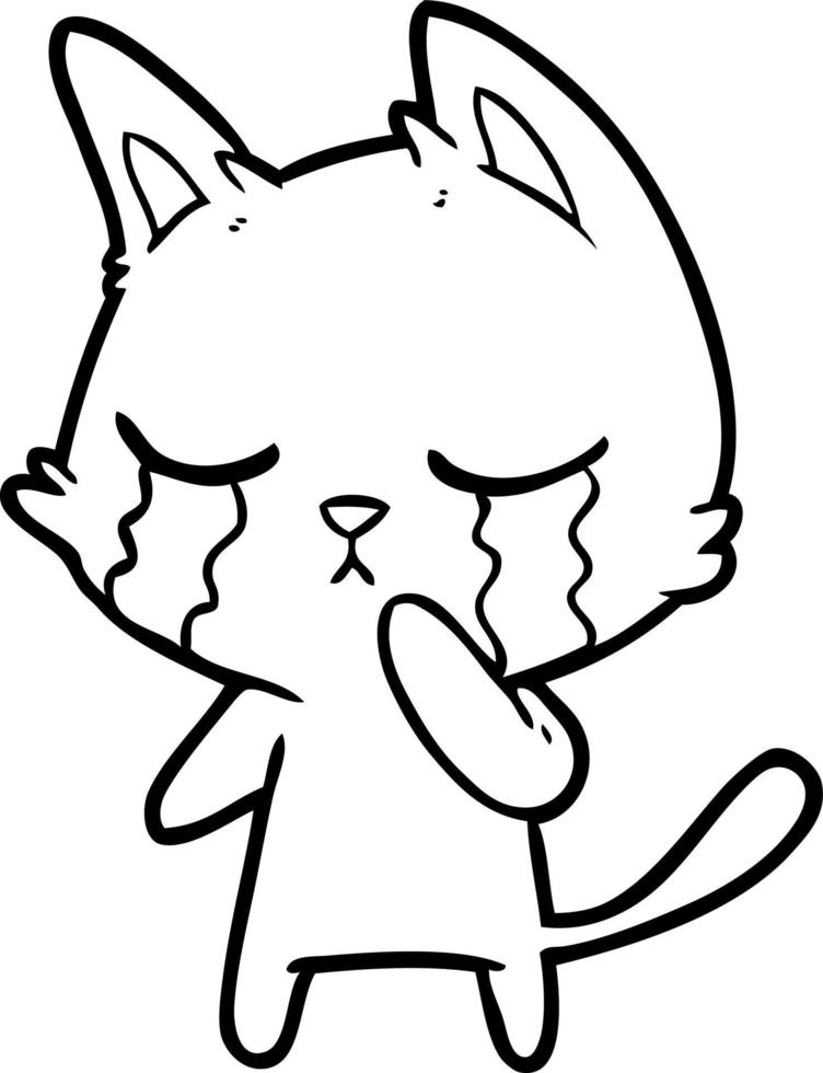 crying cartoon cat vector