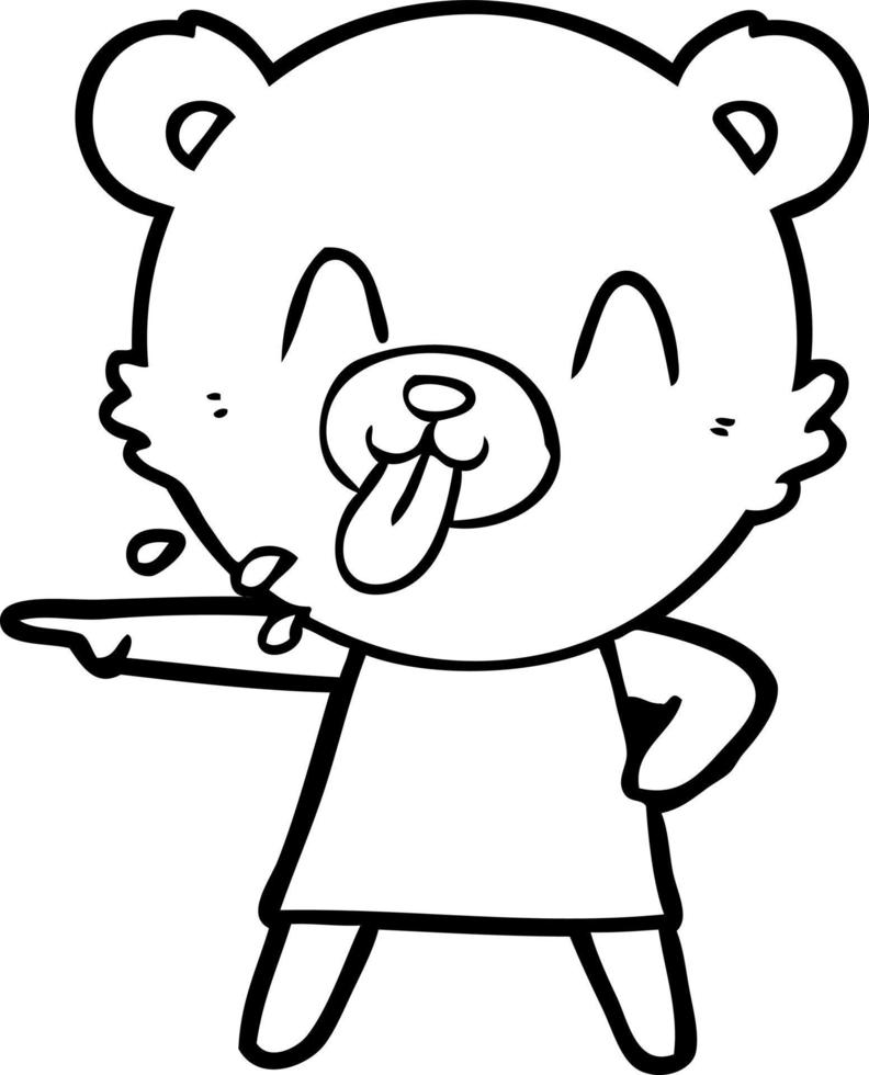 rude cartoon bear pointing vector