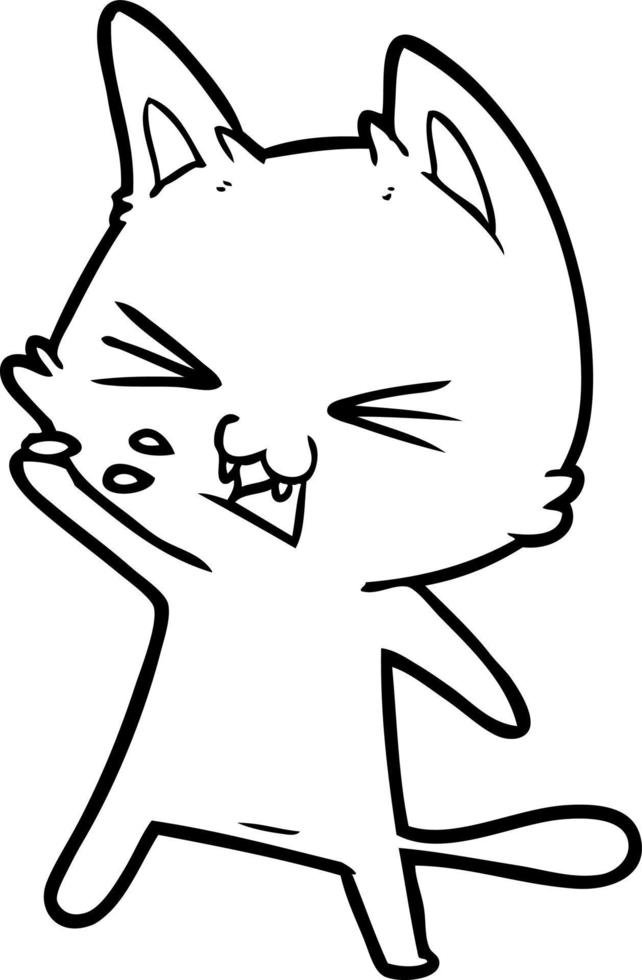 cartoon cat hissing vector