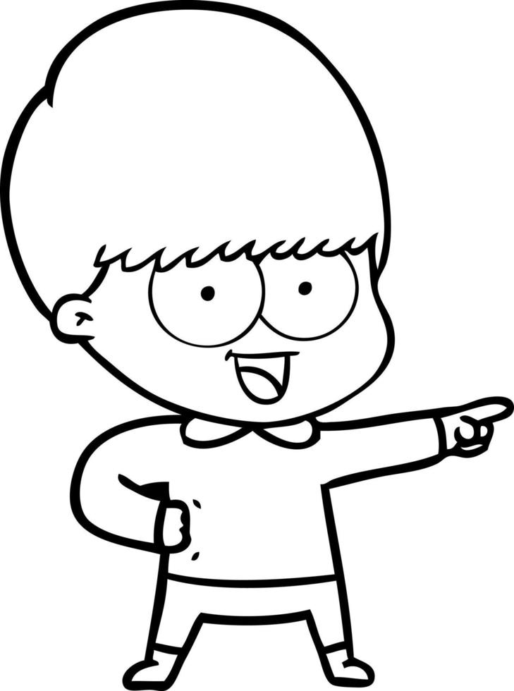 happy cartoon boy pointing vector